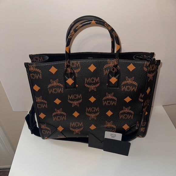 MCM Handbags - MCM large Munchen Large Visetos Tote Bag